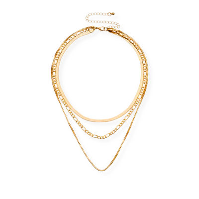 Gouden Brede Schakel Ketting Dames