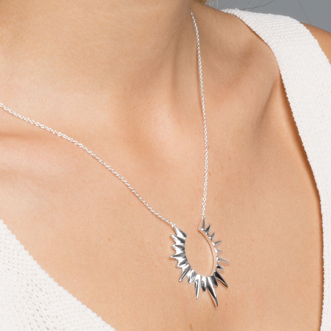 Goud-Zilveren Zonnekring Statement Ketting Dames