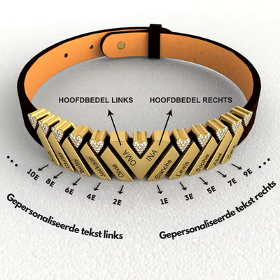Gepersonaliseerde Namen Leren Armband met Hartkristal