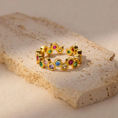 Gouden Multisteen Open Ring Dames