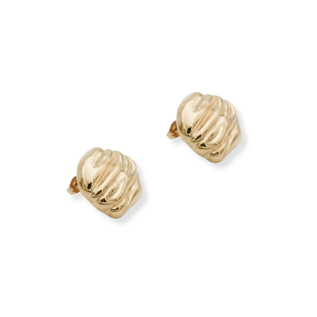 Gouden Organische Textuur Stud Oorbellen Dames