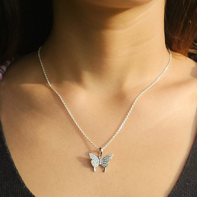Zilver Kristal Vlinder Ketting Dames