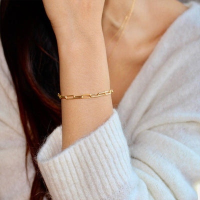 Gouden Paperclip Armband