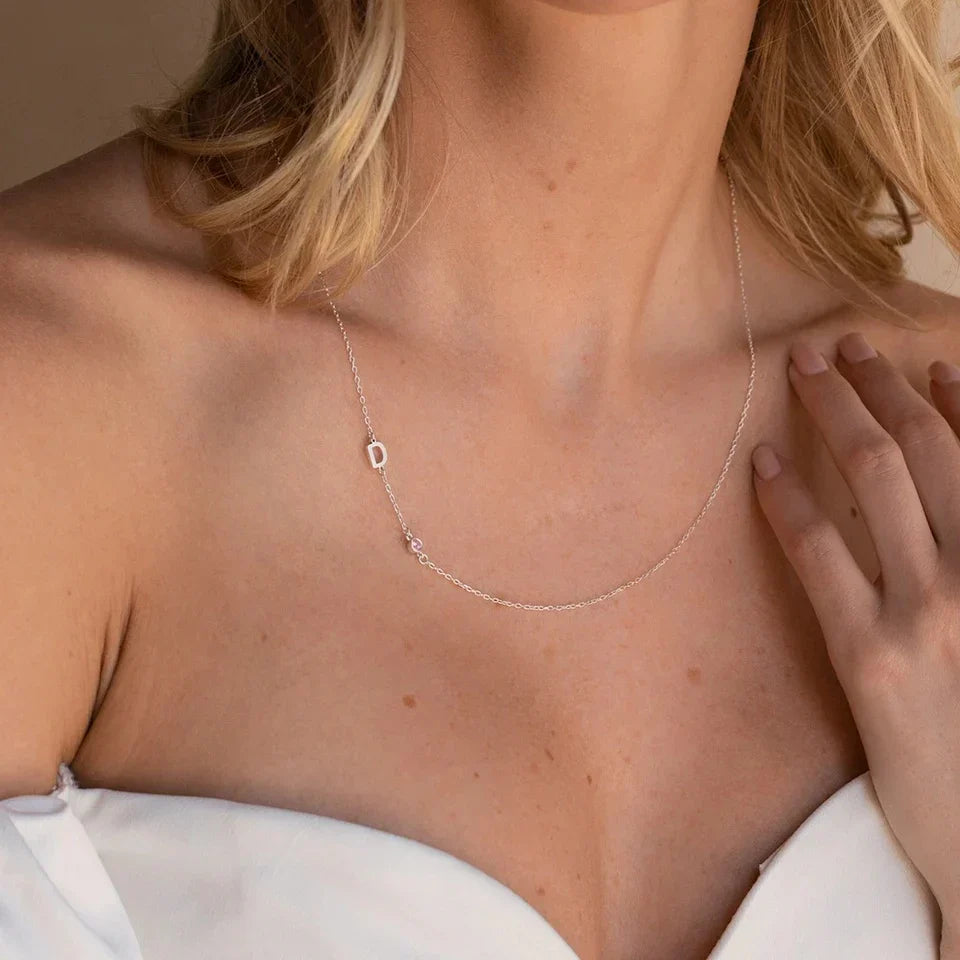 Familie Geboortesteen & Initialen Ketting