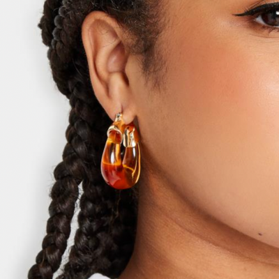Goud Oranje Chunky Hoepel Oorbellen Dames