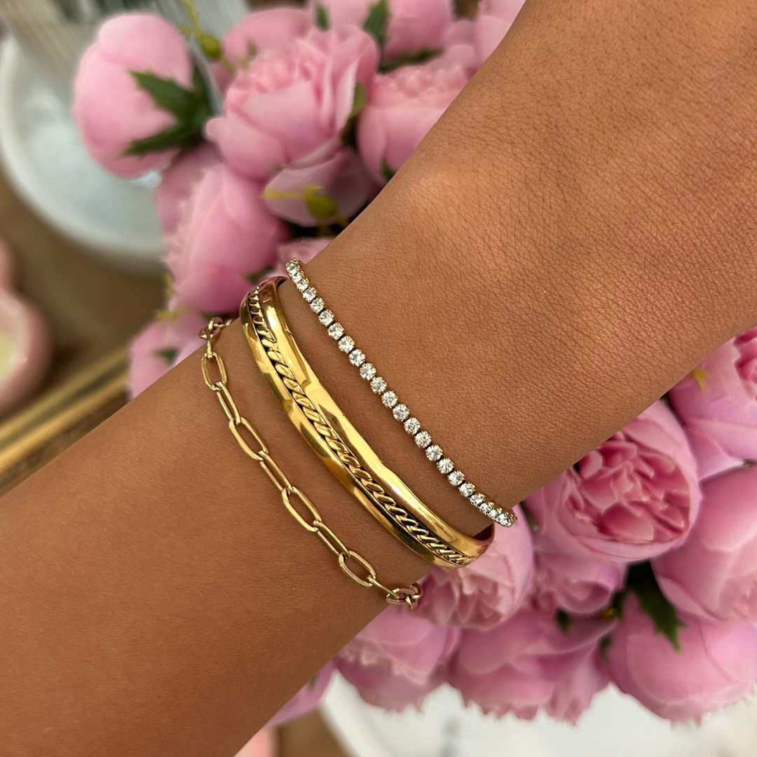 Gevlochten Gouden Cuff Armband Dames