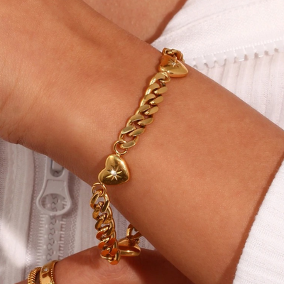 Gouden Vintage Hart Armband Dames