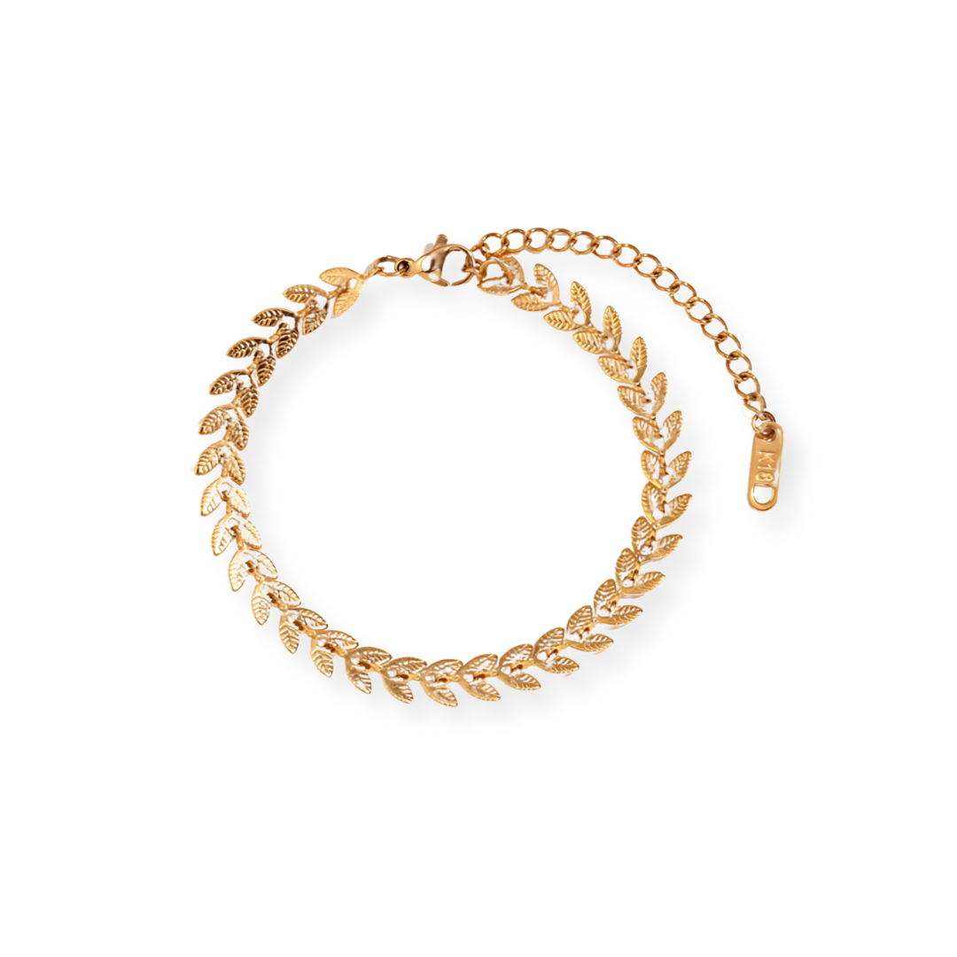 Elegant Gouden Blad Enkelband Dames