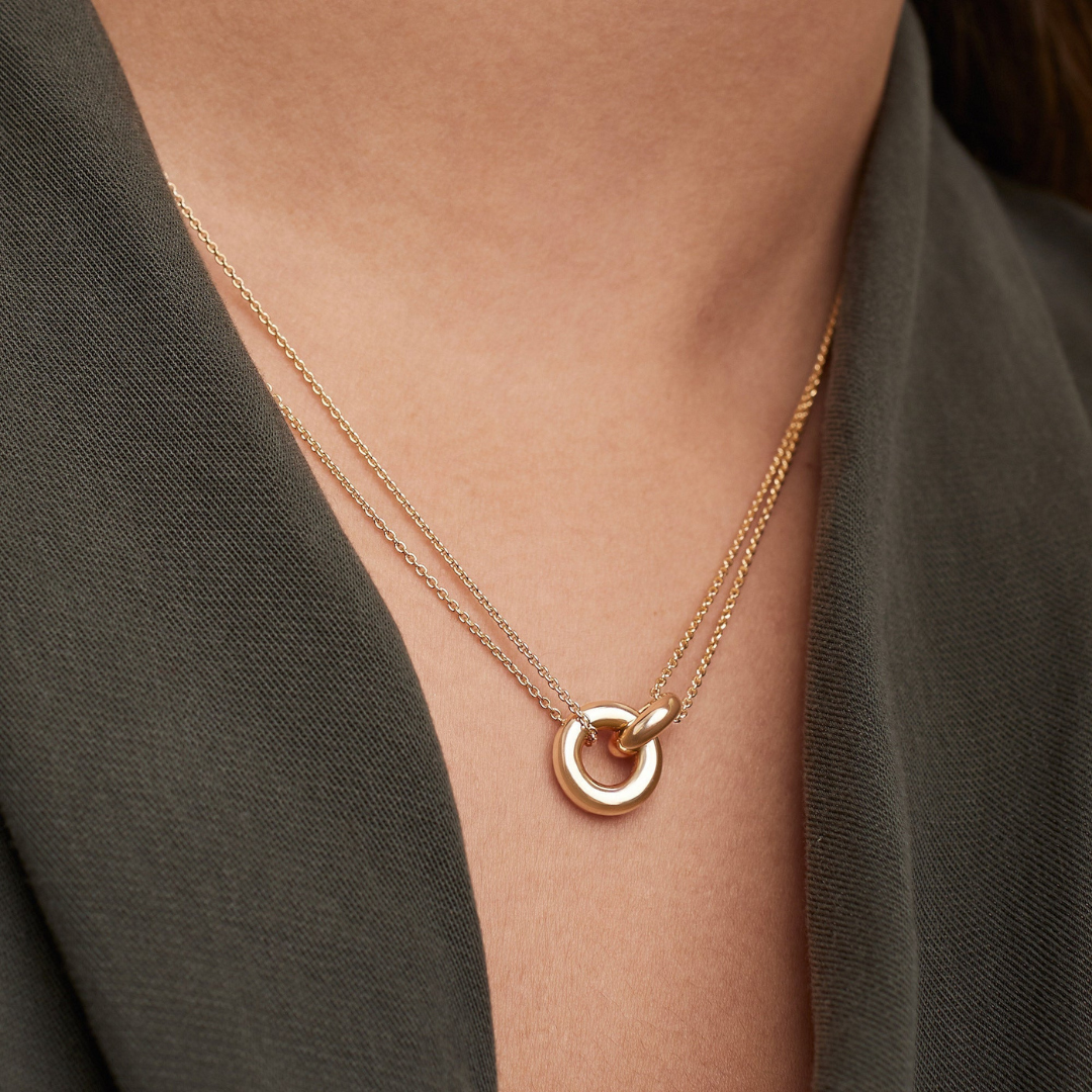 Gouden Dubbele O-Ring Ketting Dames