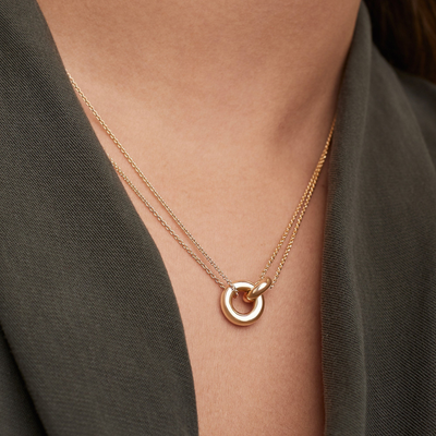 Gouden Dubbele O-Ring Ketting Dames