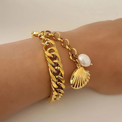 Gouden Schelp & Parel Armband Dames