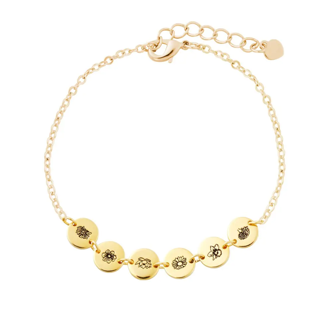 Gepersonaliseerde Geboortebloem Tiny Charm Armband