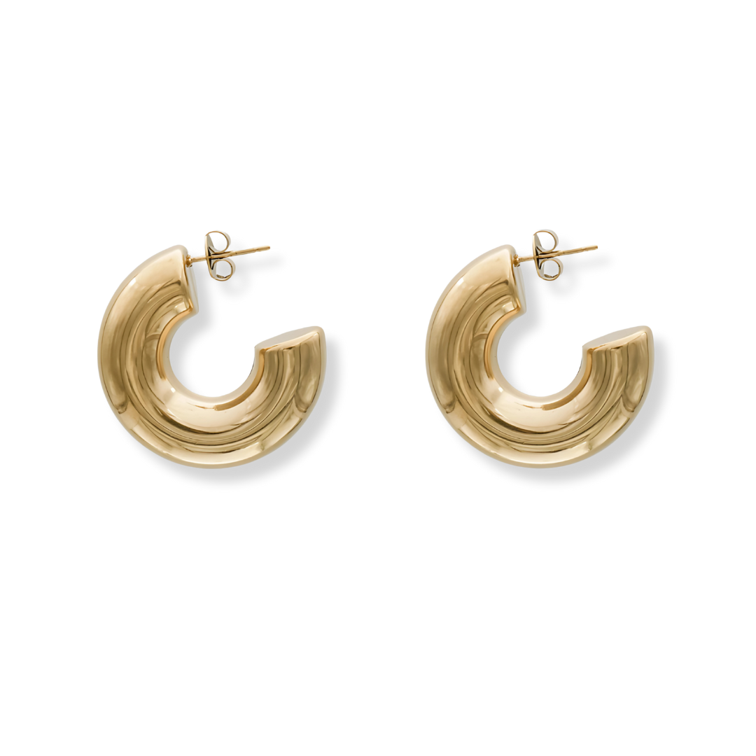 Gouden Chunky Hoepel Oorbellen Dames