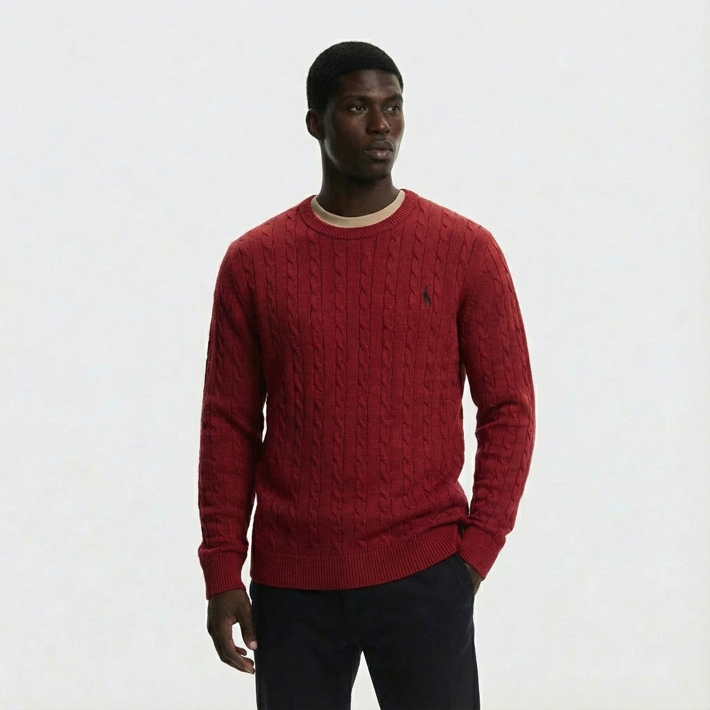 Heren Kabeltrui Katoen | Ronde Hals