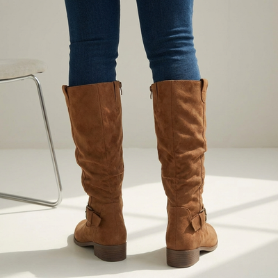 Dames Knielaarzen Suède Met Ritssluiting