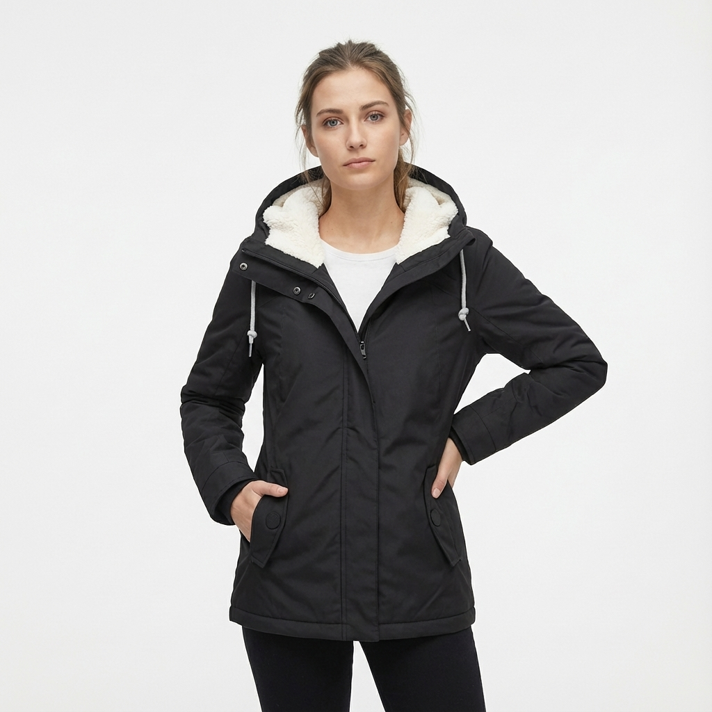 Lange Winterjacke Mit Kapuze & Futter