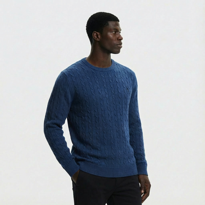 Heren Kabeltrui Katoen | Ronde Hals