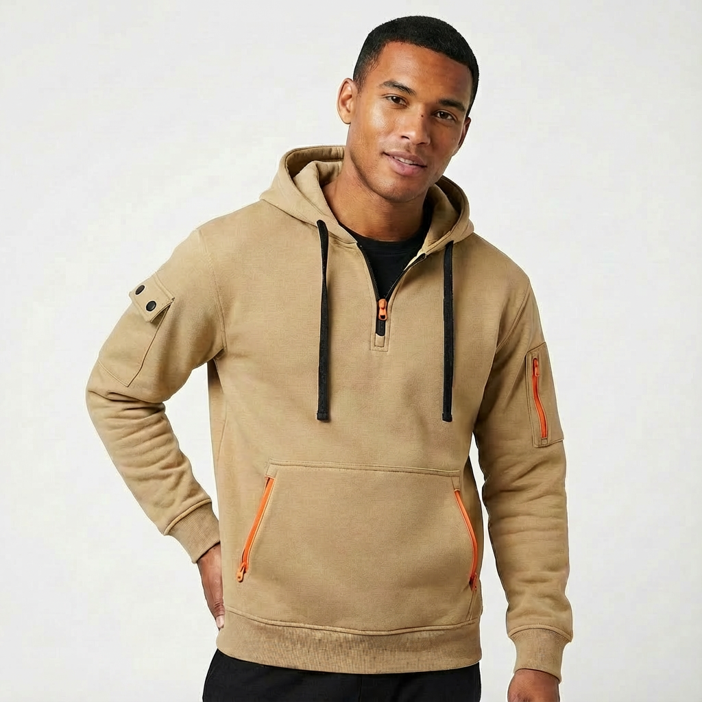 Heren Hoodie met Halve Rits