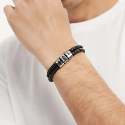 Leren Familie Namen Armband voor Hem