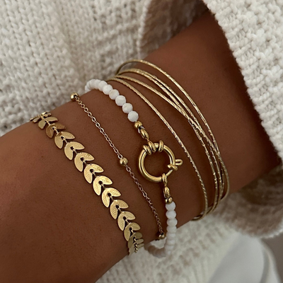 Gouden Bladschakel Armband Dames