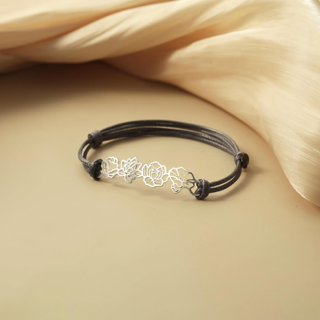 Gepersonaliseerde Geboortebloem Koord Armband
