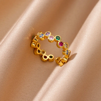 Gouden Multisteen Open Ring Dames