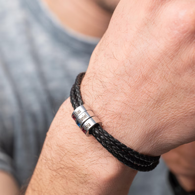 Leren Familie Geboortesteen Mannen Armband