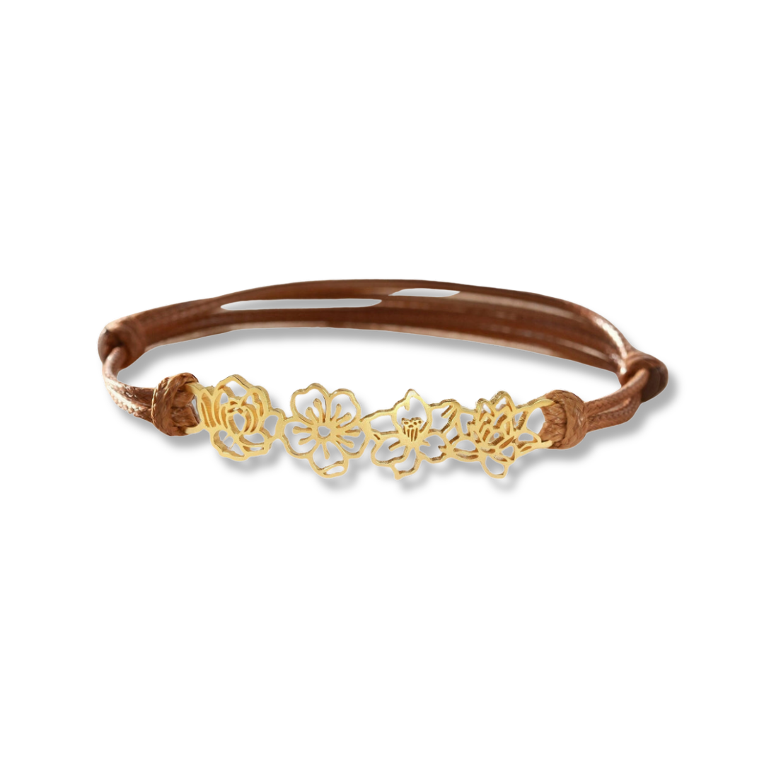 Gepersonaliseerde Geboortebloem Koord Armband