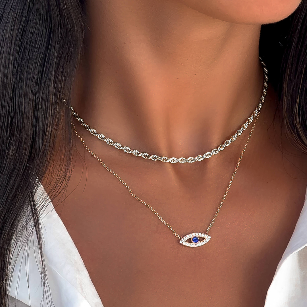 Minimalistische evil eye ketting  Dames