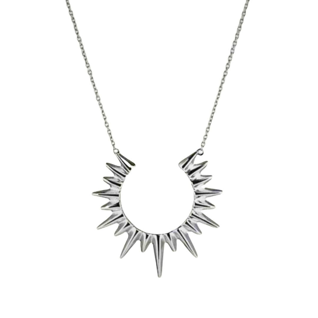 Goud-Zilveren Zonnekring Statement Ketting Dames