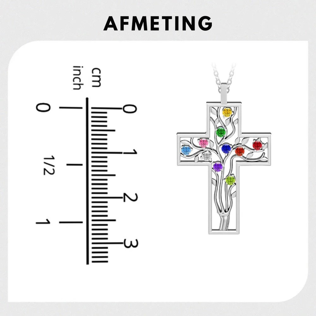 Familie Kruis Geboortesteen Ketting