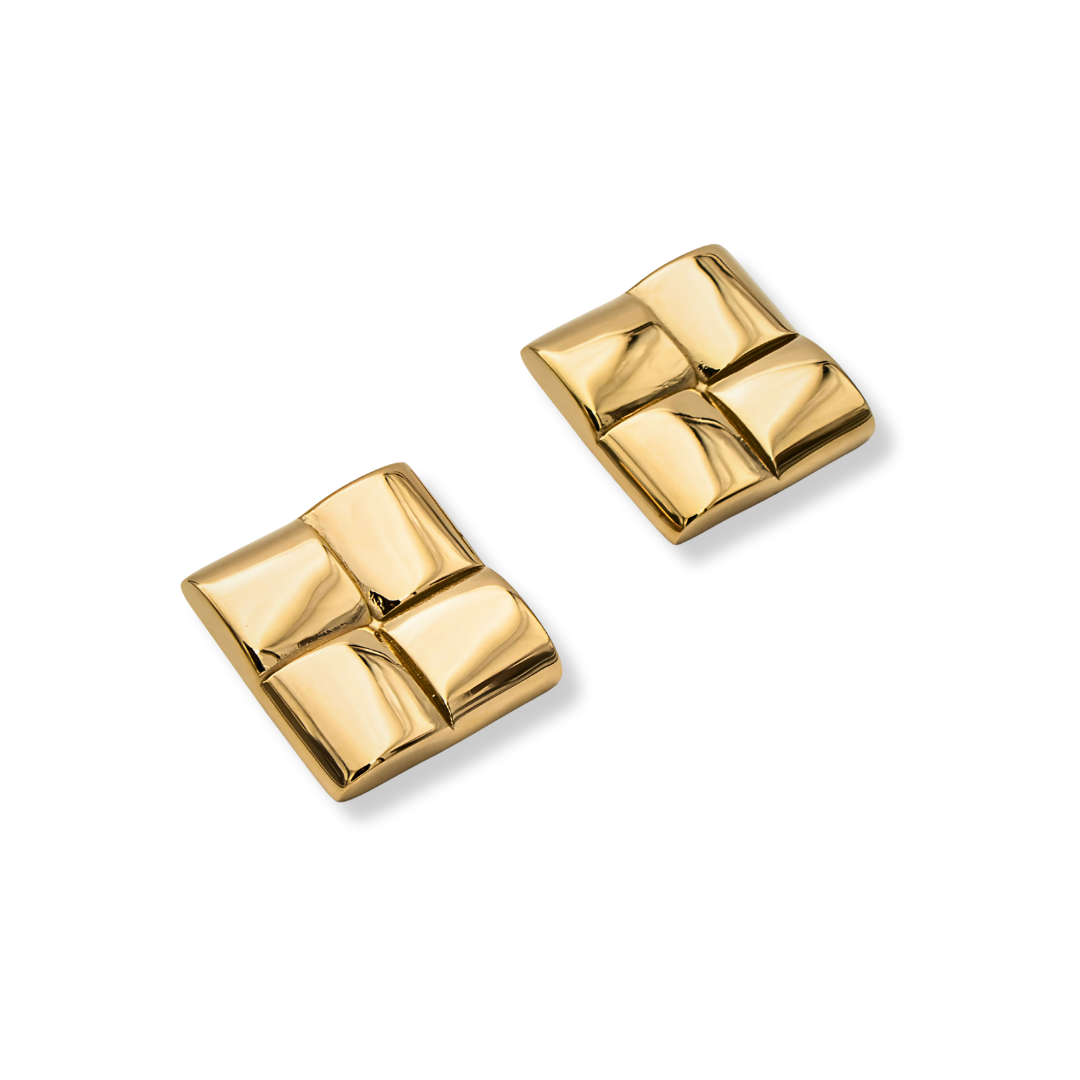 Vierkante Gouden Statement Studs Dames