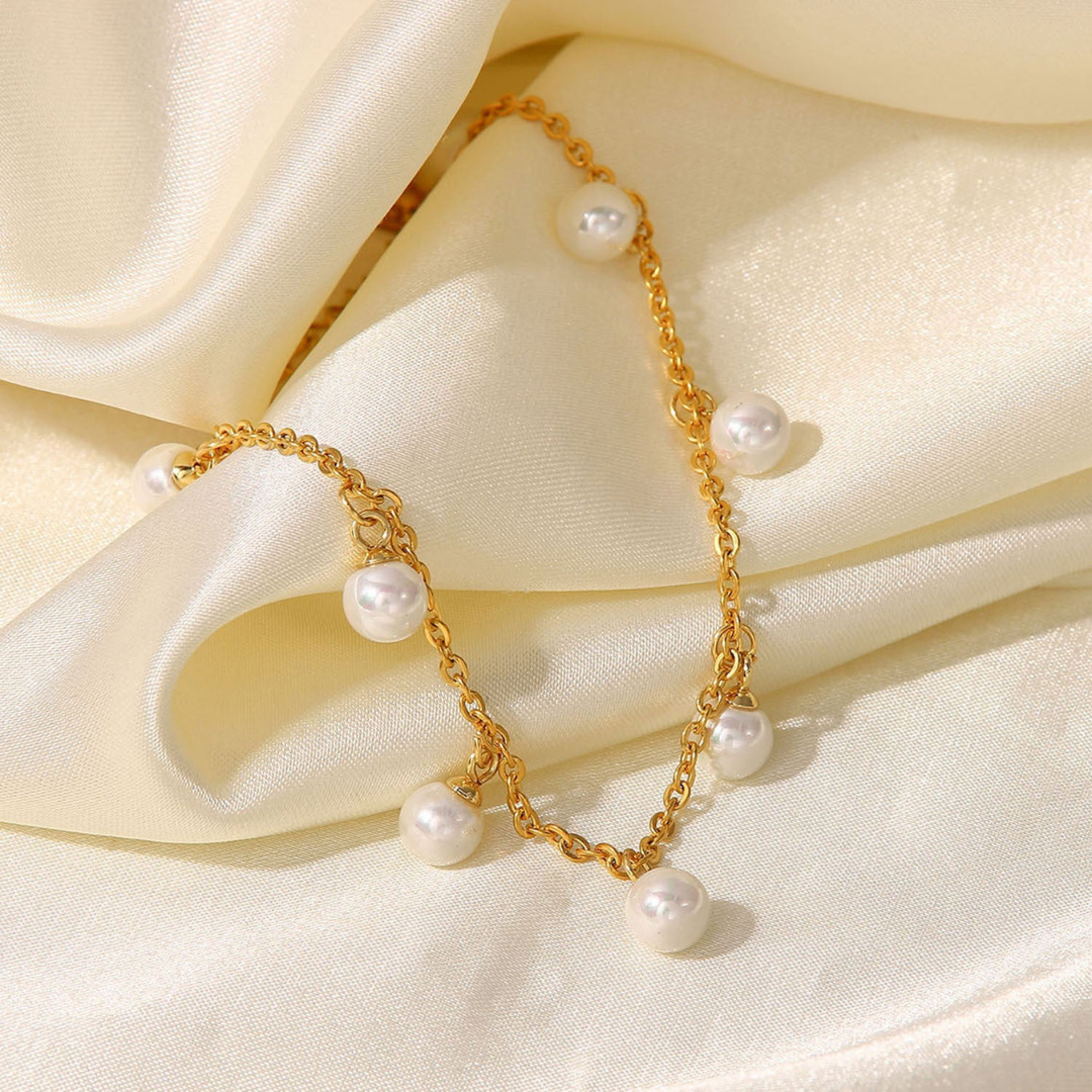 Gouden Parels Enkelband Dames