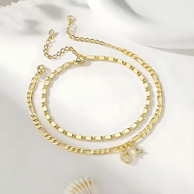 Gouden Diamanten Initiaal Enkelband Dames
