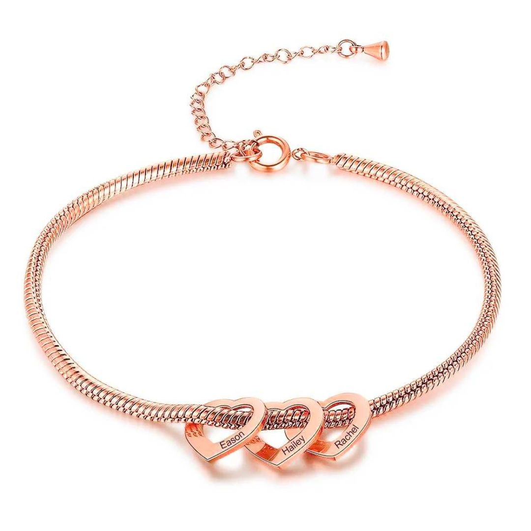 Gepersonaliseerde Gouden Hartjes Armband Dames