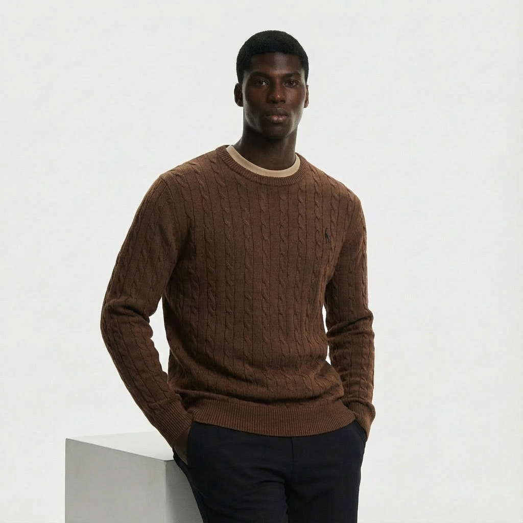 Heren Kabeltrui Katoen | Ronde Hals