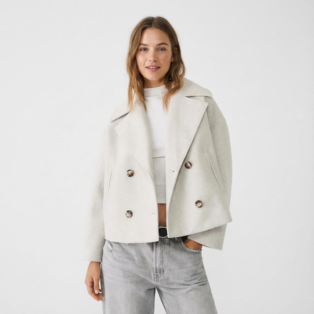 Dames Korte Jas Dubbelrijig | Knoopsluiting