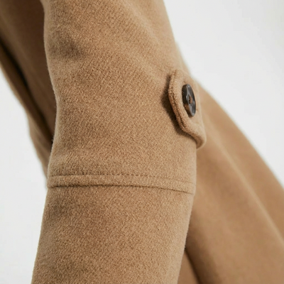 Dames Mantel Wolmix Met Bontkraag