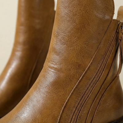 Dames Enkellaarsjes Kunstleer Met Ritssluiting