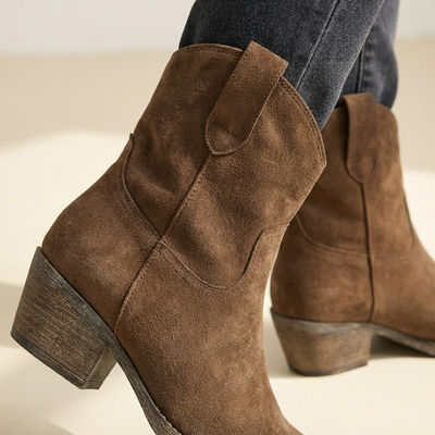 Dames Enkellaarsjes Western Leer | Zonder Rits