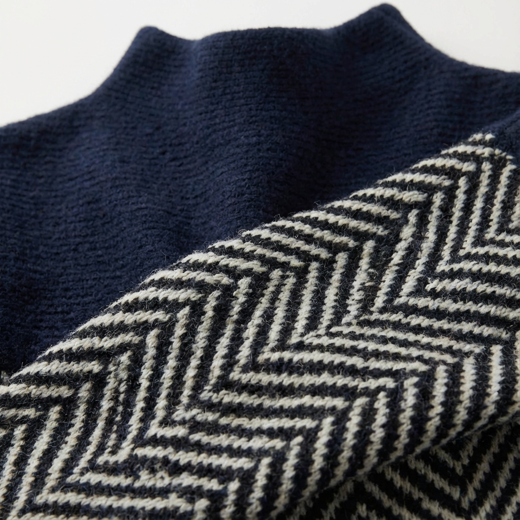 Dames Gebreide Trui Visgraat | Opstaande Kraag