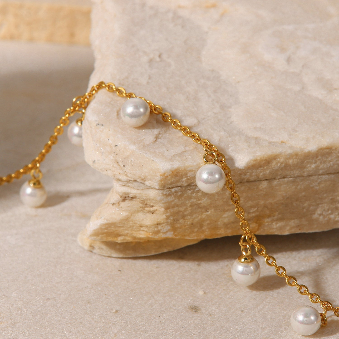 Gouden Parels Enkelband Dames