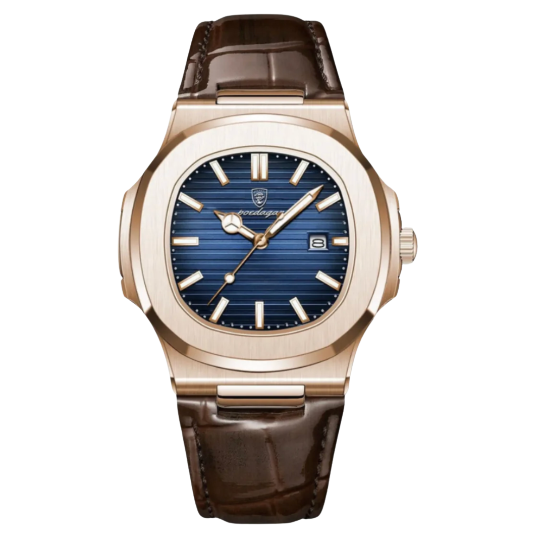 Horloge Heren Roestvrijstalen Leren Armband | Blackstone Eclipse