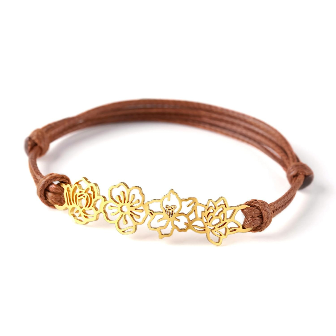 Gepersonaliseerde Geboortebloem Koord Armband
