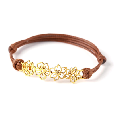 Gepersonaliseerde Geboortebloem Koord Armband