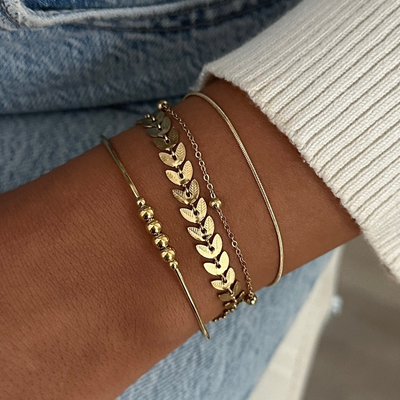 Gouden Bladschakel Armband Dames