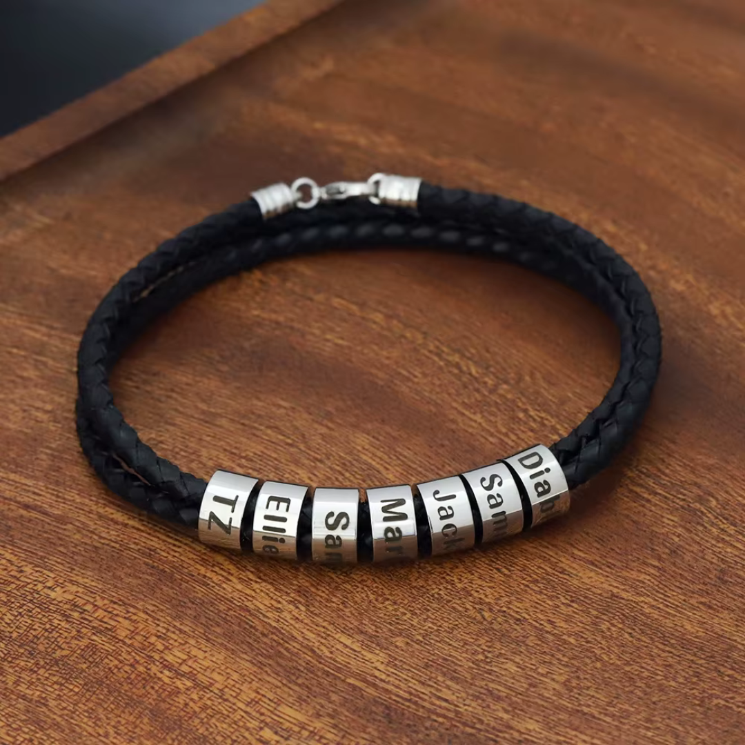 Leren Familie Ring Armband – Vaderdagcadeau