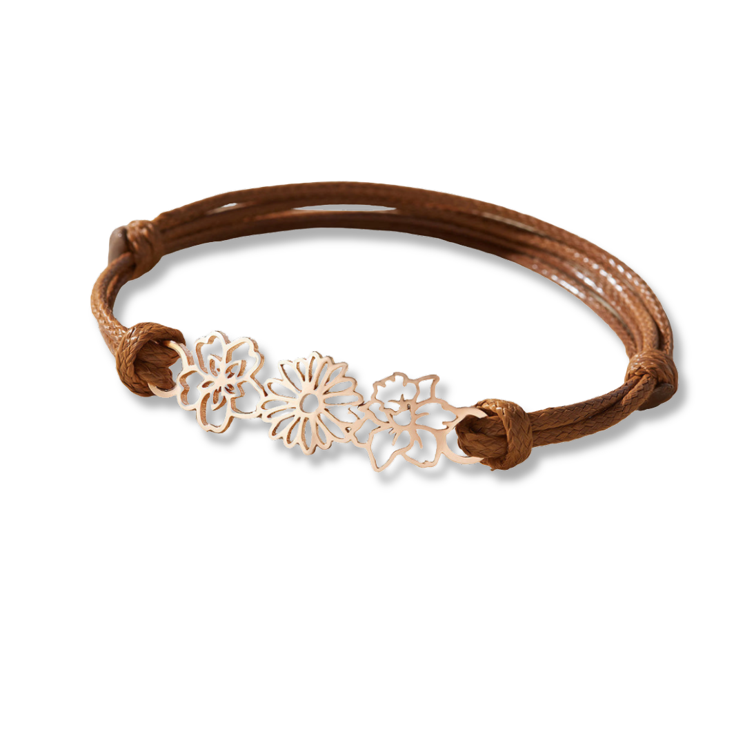 Gepersonaliseerde Geboortebloem Koord Armband