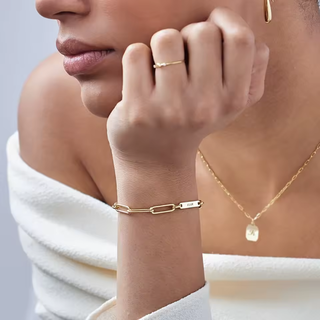 Gepersonaliseerde Namen Paperclip Armband