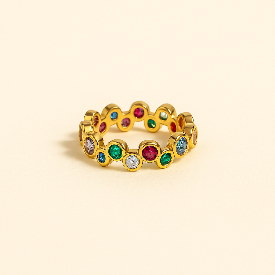 Gouden Multisteen Open Ring Dames